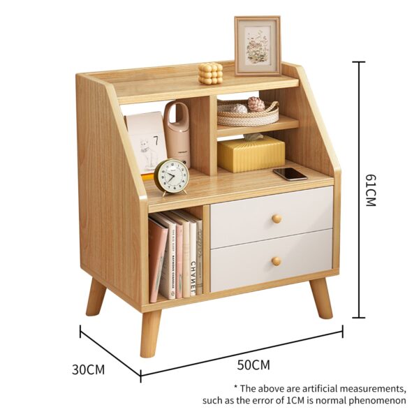 Comfia Simple Bedroom Bedside Storage Cabinet with 2 drawers Open Bedside Table Beige Bedside table Nightstand