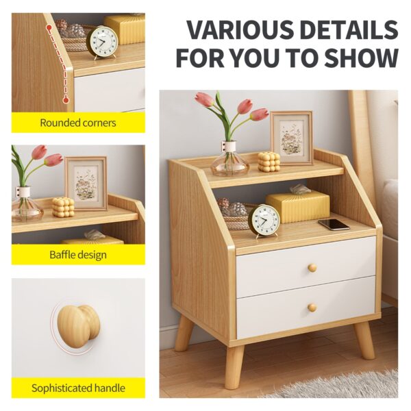 Comfia 2 Drawers Bedside Tables Side Table Nightstand Storage Drawer Shelf Bedroom Unit Bedside table Nightstand