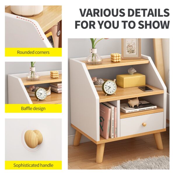 Comfia Modern Bedside Tables Side Table White Nightstand Storage Drawer Shelf Bedroom Bedside table Nightstand