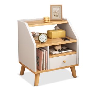 Comfia Modern Bedside Tables Side Table White Nightstand Storage Drawer Shelf Bedroom Bedside table Nightstand