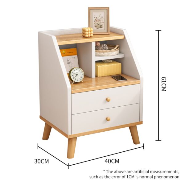 Comfia Modern 2 Drawer Bedside Table White Nightstand Storage Bedroom Open Storage Cell Bedside table Nightstand