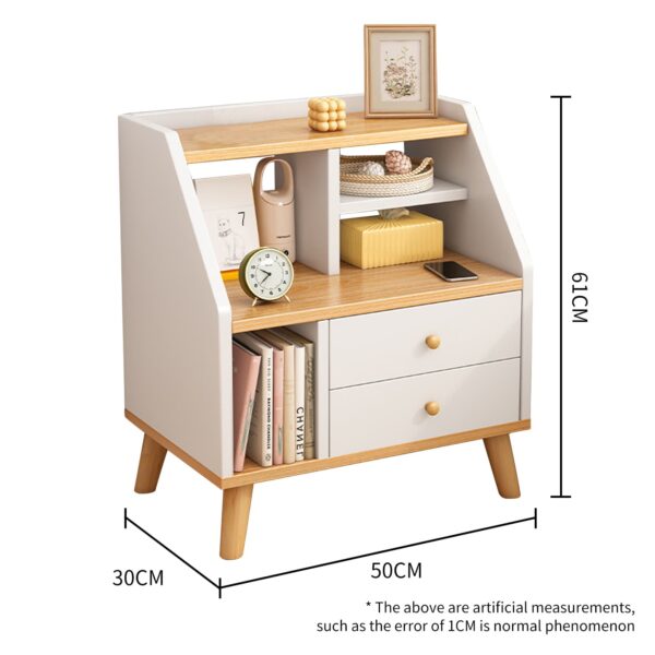 Comfia Modern Open Storage 2 Drawers Bedside Table Bedroom Storage Rack Cabinet White Bedside table Nightstand