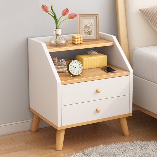 Comfia Bedside Tables 2 Drawer Side Table Nightstand Bedroom Storage Cabinet White 53cm Bedside table Nightstand