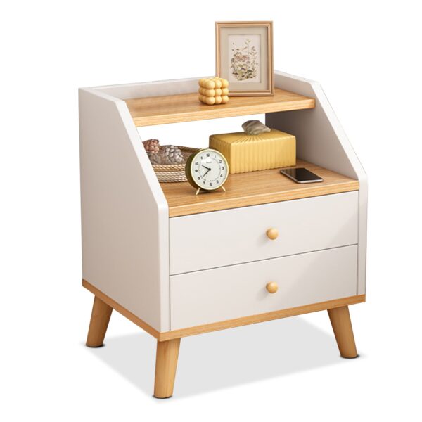 Comfia Bedside Tables 2 Drawer Side Table Nightstand Bedroom Storage Cabinet White 53cm Bedside table Nightstand