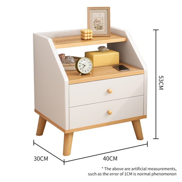 Comfia Bedside Tables 2 Drawer Side Table Nightstand Bedroom Storage Cabinet White 53cm Bedside table Nightstand