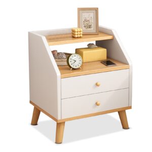 Comfia Bedside Tables 2 Drawer Side Table Nightstand Bedroom Storage Cabinet White 53cm Bedside table Nightstand