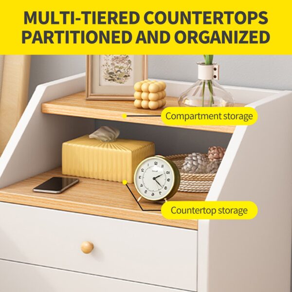 Comfia Bedside Tables 2 Drawer Side Table Nightstand Bedroom Storage Cabinet White 53cm Bedside table Nightstand
