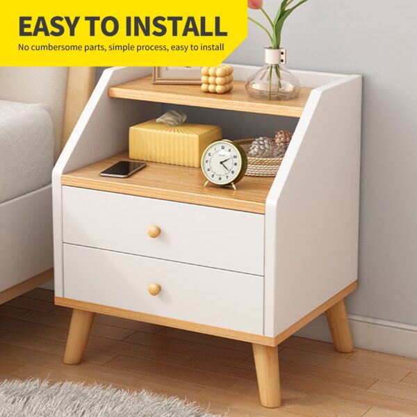 Comfia Bedside Tables 2 Drawer Side Table Nightstand Bedroom Storage Cabinet White 53cm Bedside table Nightstand