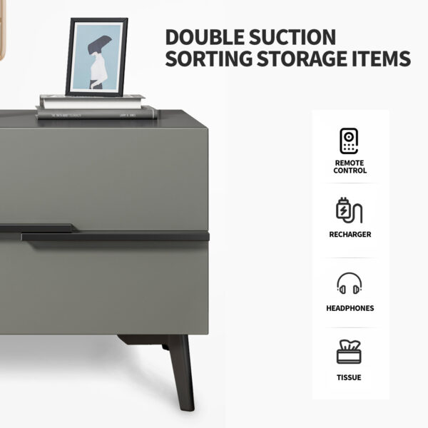 Comfia End Side Table Nightstand with Storage Drawer Bedroom Bedside 2 Drawers Cabinet Bedside table Nightstand