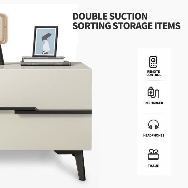 Comfia Modern 2 Drawers Bedside Table Bedroom Storage Cabinet Nightstand Side End Table Bedside table Nightstand