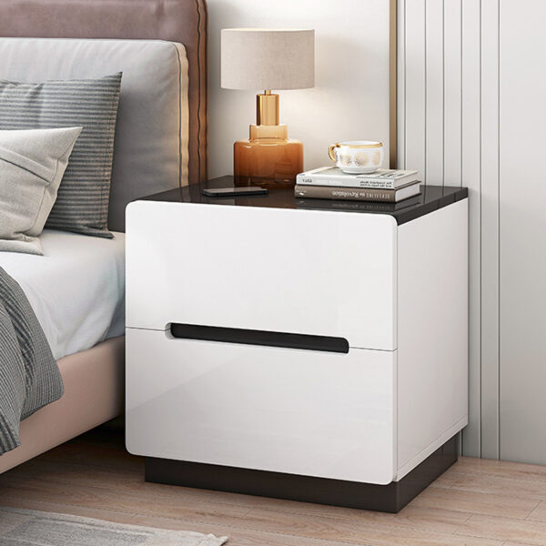 Comfia Household Bedside Table Bedroom Nightstand Simple 2 Drawer Storage Cabinet White Bedside table Nightstand