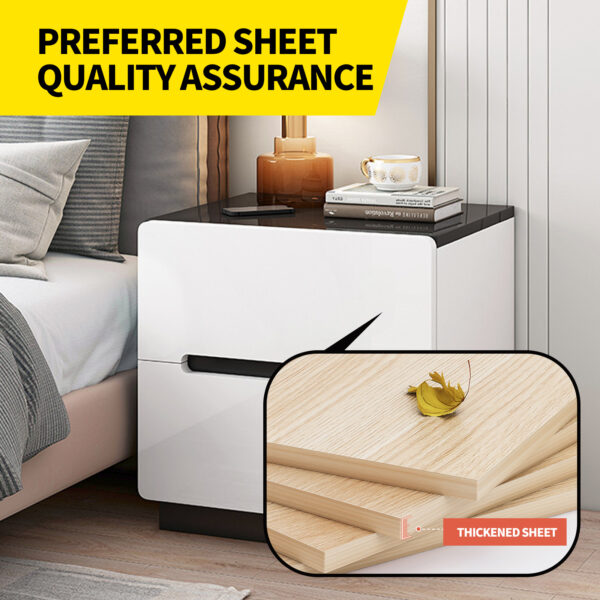 Comfia Household Bedside Table Bedroom Nightstand Simple 2 Drawer Storage Cabinet White Bedside table Nightstand