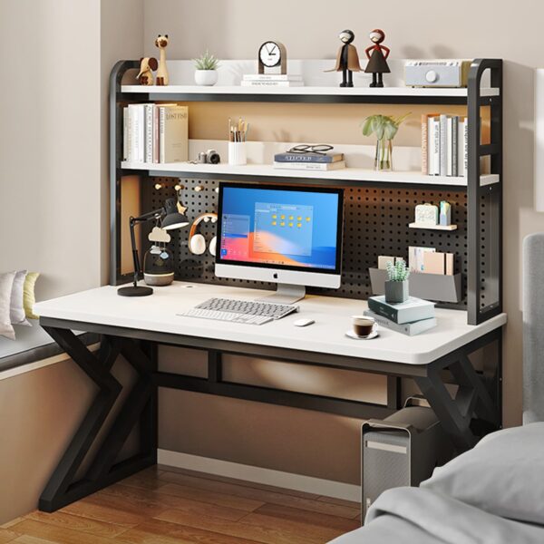 Comfia Carbon Steel Computer Table Study Desk With Black Table legs and White desktop computer desk  study desk