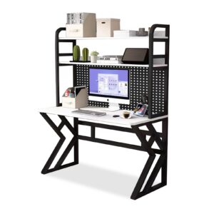 Comfia Carbon Steel Computer Table Study Desk With Black Table legs and White desktop computer desk  study desk