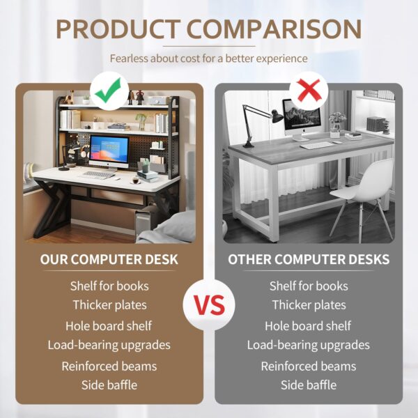 Comfia Carbon Steel Computer Table Study Desk With Black Table legs and White desktop computer desk  study desk