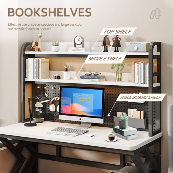 Comfia Carbon Steel Computer Table Study Desk With Black Table legs and White desktop computer desk  study desk