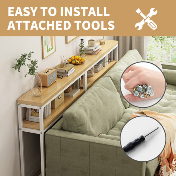 Comfia Sofa Rear Shelf Against Wall Ultra Narrow Storage Cabinet Bedroom Bedside Table Long Strip Storage Cabinet