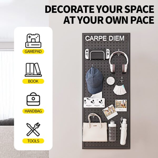 Comfia Black Metal Living Room Dormitory Pegboard Wall Storage Tool Hanging Board Wall Peg Board Storage Rack Hanging Tools Rack