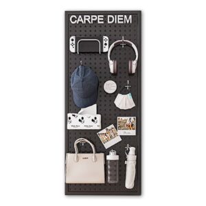 Comfia Black Metal Living Room Dormitory Pegboard Wall Storage Tool Hanging Board Wall Peg Board Storage Rack Hanging Tools Rack