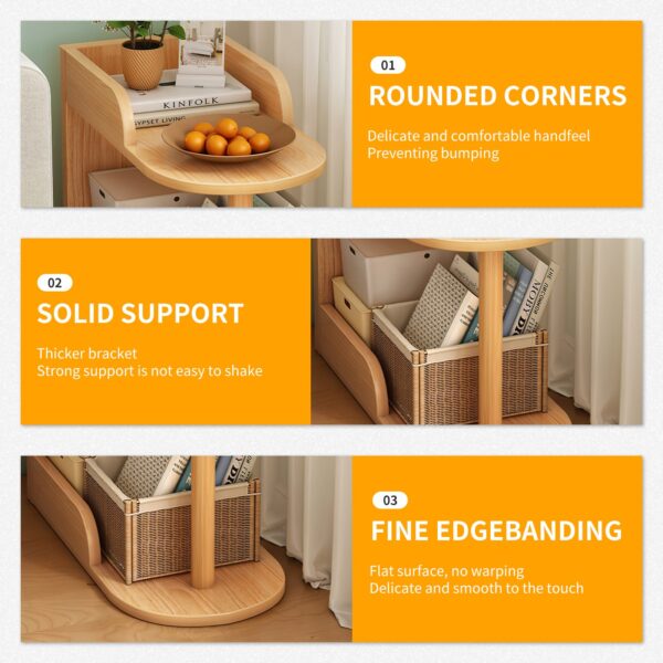 Comfia Living Room Sofa Simple Household Multifunctional Double Layers Bookshelf 40cm Floor Standing  2-layers  Bookshelf  Bedside Storage