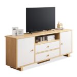 Comfia TV Stand Entertainment Unit Cabinet with Shelves and 2Drawers  140cm TV Cabinet Unit Cabinet