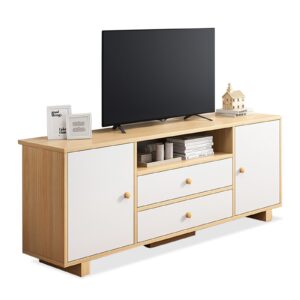 Comfia TV Stand Entertainment Unit Cabinet with Shelves and 2Drawers  140cm TV Cabinet Unit Cabinet