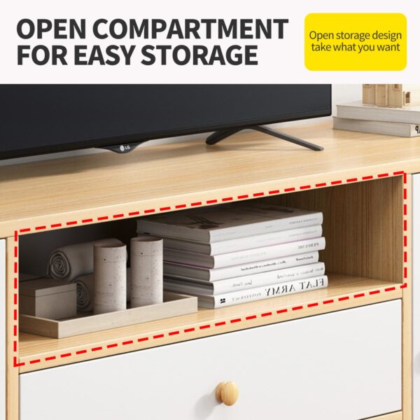 Comfia TV Stand Entertainment Unit Cabinet with Shelves and 2Drawers  140cm TV Cabinet Unit Cabinet