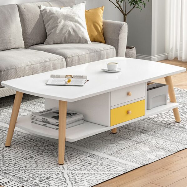 Comfia Wooden Coffee Tea Table Modern White 2 Tiers Storage Living Room Home Furniture Coffee Tea Table  2 Tiers  Storage