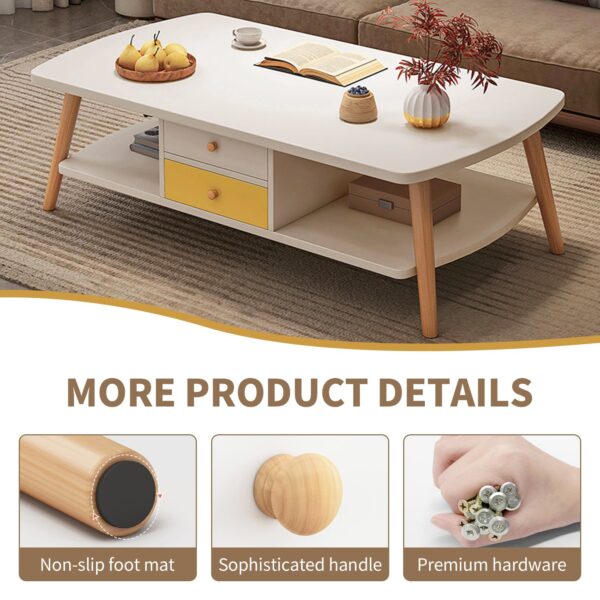 Comfia Wooden Coffee Tea Table Modern White 2 Tiers Storage Living Room Home Furniture Coffee Tea Table  2 Tiers  Storage
