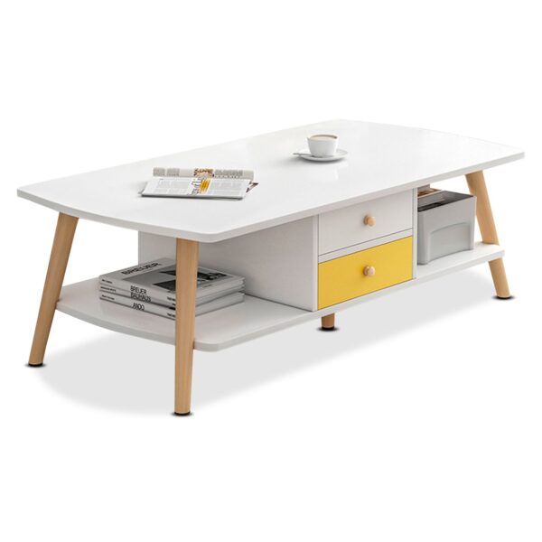 Comfia Wooden Coffee Tea Table Modern White 2 Tiers Storage Living Room Home Furniture Coffee Tea Table  2 Tiers  Storage