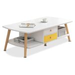 Comfia Wooden Coffee Tea Table Modern White 2 Tiers Storage Living Room Home Furniture Coffee Tea Table  2 Tiers  Storage