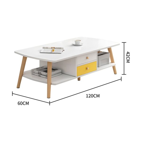 Comfia Wooden Coffee Tea Table Modern White 2 Tiers Storage Living Room Home Furniture Coffee Tea Table  2 Tiers  Storage