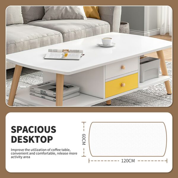 Comfia Wooden Coffee Tea Table Modern White 2 Tiers Storage Living Room Home Furniture Coffee Tea Table  2 Tiers  Storage