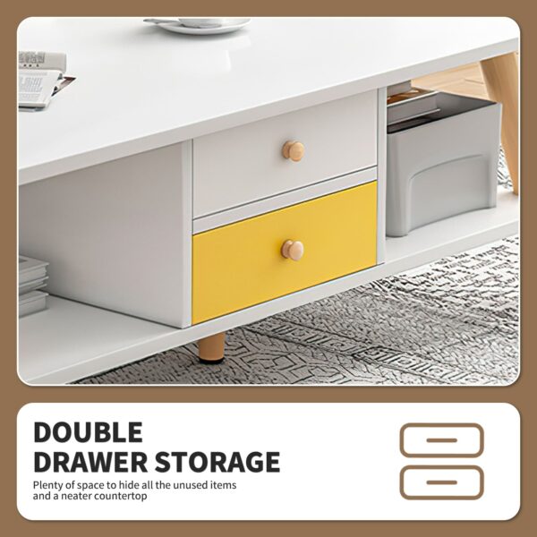 Comfia Wooden Coffee Tea Table Modern White 2 Tiers Storage Living Room Home Furniture Coffee Tea Table  2 Tiers  Storage