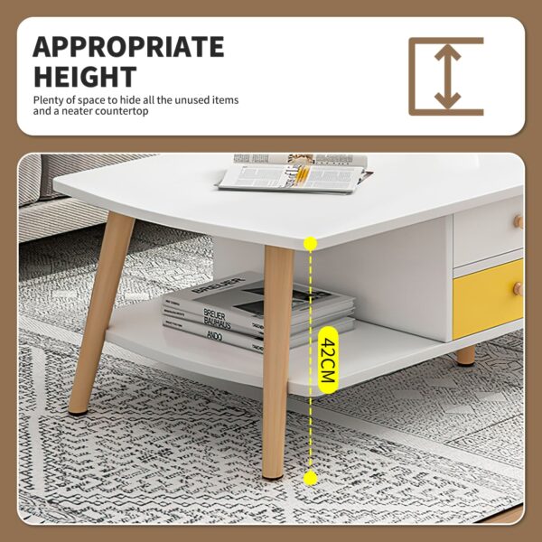 Comfia Wooden Coffee Tea Table Modern White 2 Tiers Storage Living Room Home Furniture Coffee Tea Table  2 Tiers  Storage