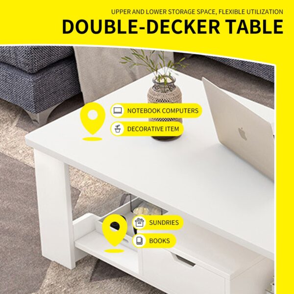 Comfia Coffee Table Tea Table Smooth Top Table Living Room Storage Table White 100cm Tea Table  Coffee Tea Table Living Room