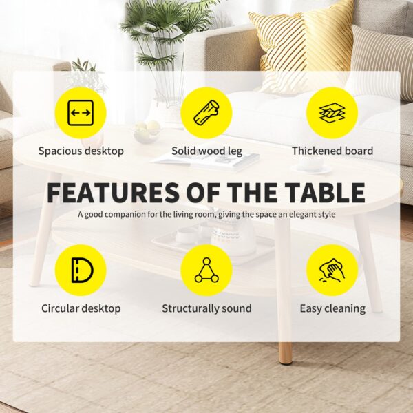 Comfia Living Room Tea Table Modern Bedroom Storage Table Household Coffee Tables Beige Coffee Tea Table，Shelf Storage  Living Room  Home Furniture