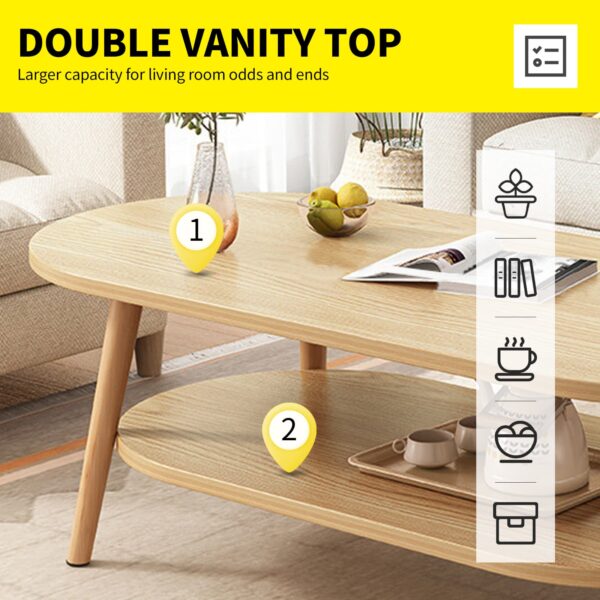 Comfia Living Room Tea Table Modern Bedroom Storage Table Household Coffee Tables Beige Coffee Tea Table，Shelf Storage  Living Room  Home Furniture