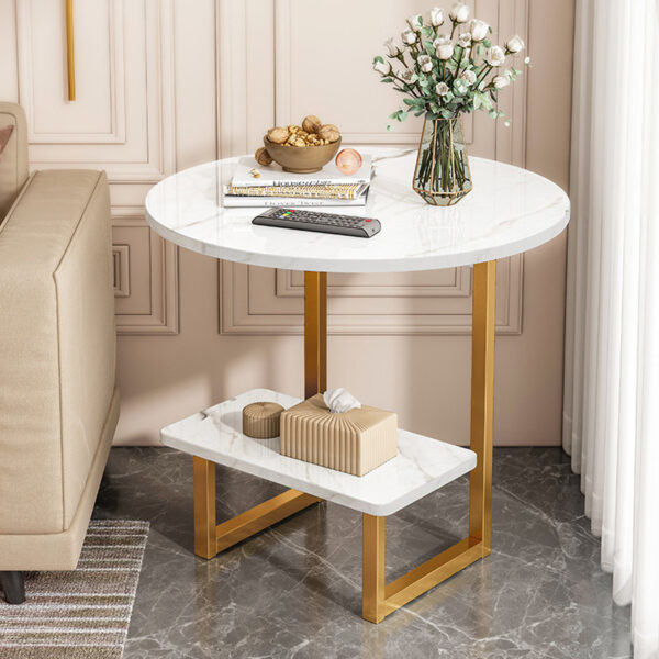 Comfia Living Room Coffee Table Modern Household Simple Nordic Round Coffee Table White Tea Table  Coffee Tea Table Living Room