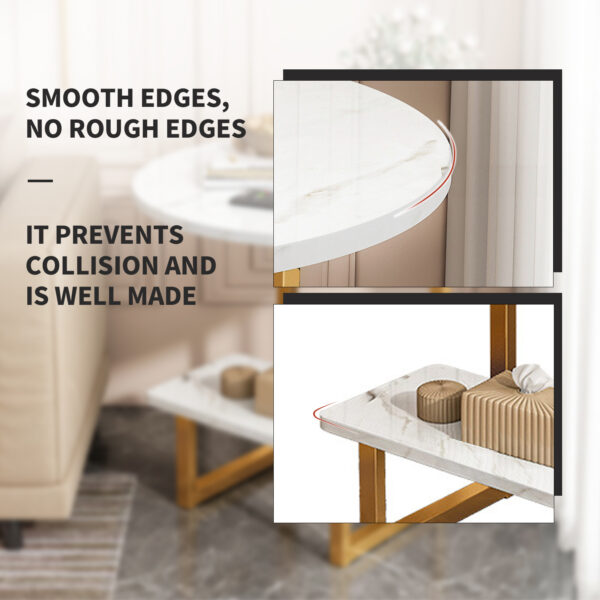 Comfia Living Room Coffee Table Modern Household Simple Nordic Round Coffee Table White Tea Table  Coffee Tea Table Living Room