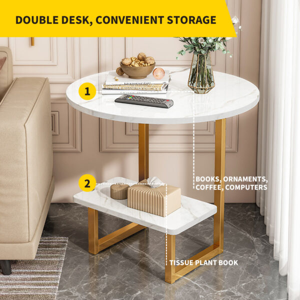 Comfia Living Room Coffee Table Modern Household Simple Nordic Round Coffee Table White Tea Table  Coffee Tea Table Living Room