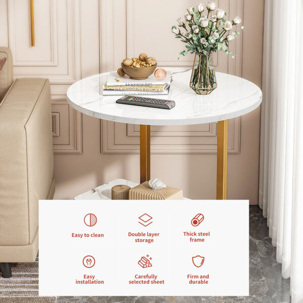 Comfia Living Room Coffee Table Modern Household Simple Nordic Round Coffee Table White Tea Table  Coffee Tea Table Living Room