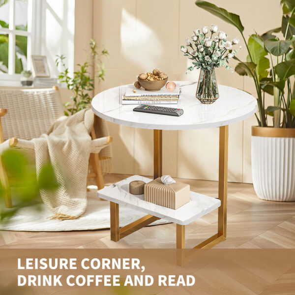 Comfia Living Room Coffee Table Modern Household Simple Nordic Round Coffee Table White Tea Table  Coffee Tea Table Living Room