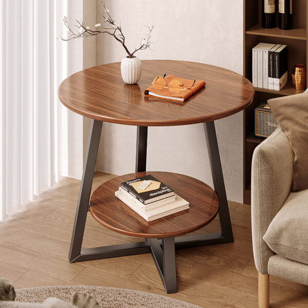 Comfia 2 Layers Open Coffee Table Living Room Household Round Sofa Tea Edge Table Black Tea Table  Coffee Tea Table Living Room