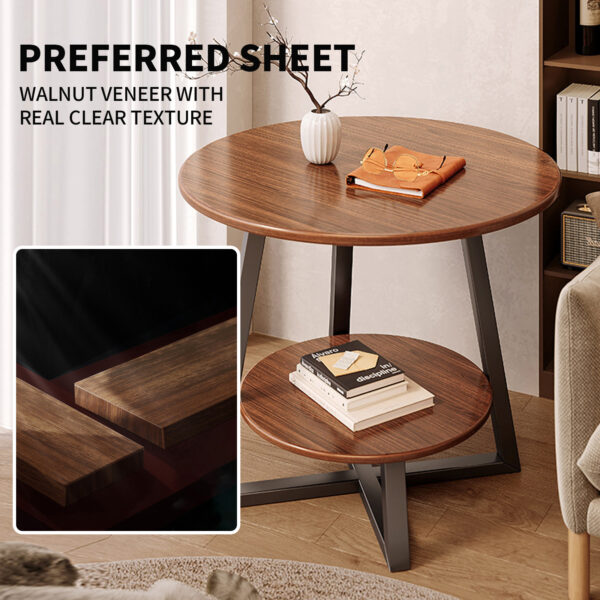 Comfia 2 Layers Open Coffee Table Living Room Household Round Sofa Tea Edge Table Black Tea Table  Coffee Tea Table Living Room