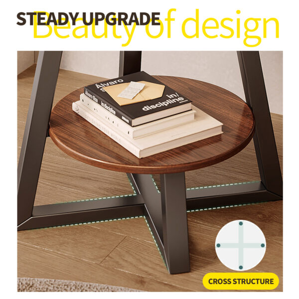 Comfia 2 Layers Open Coffee Table Living Room Household Round Sofa Tea Edge Table Black Tea Table  Coffee Tea Table Living Room