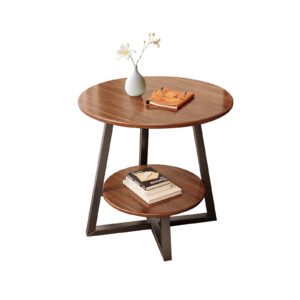 Comfia 2 Layers Open Coffee Table Living Room Household Round Sofa Tea Edge Table Black Tea Table  Coffee Tea Table Living Room