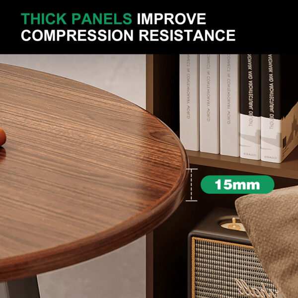Comfia 2 Layers Open Coffee Table Living Room Household Round Sofa Tea Edge Table Black Tea Table  Coffee Tea Table Living Room