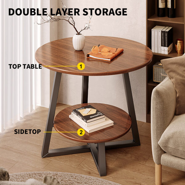 Comfia 2 Layers Open Coffee Table Living Room Household Round Sofa Tea Edge Table Black Tea Table  Coffee Tea Table Living Room