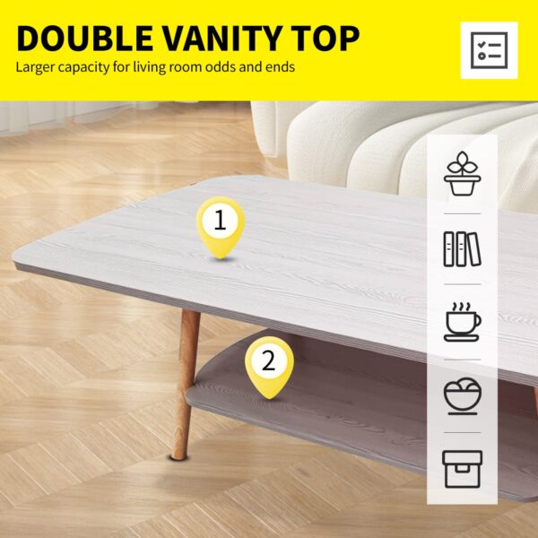 Comfia Grey Slate 2Tier Coffee Table with Storage Shelf for Home Office Furnishing Tea Table  Coffee Tea Table Living Room